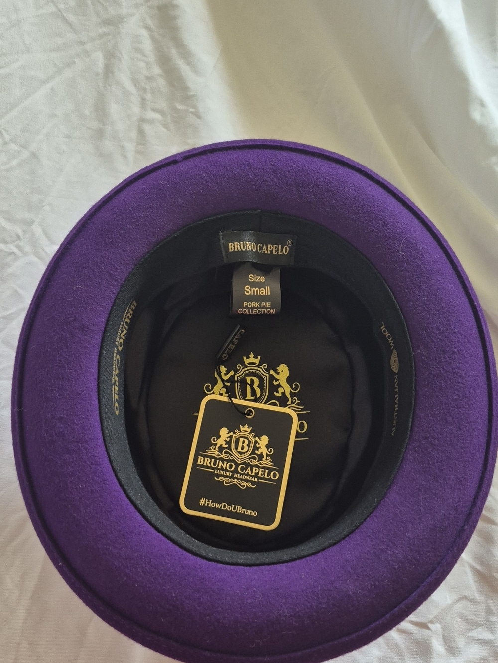 NEW Bruno Capelo Royal Purple 100% Wool Pork Pie Fedora - Size Small - Picture 3 of 8